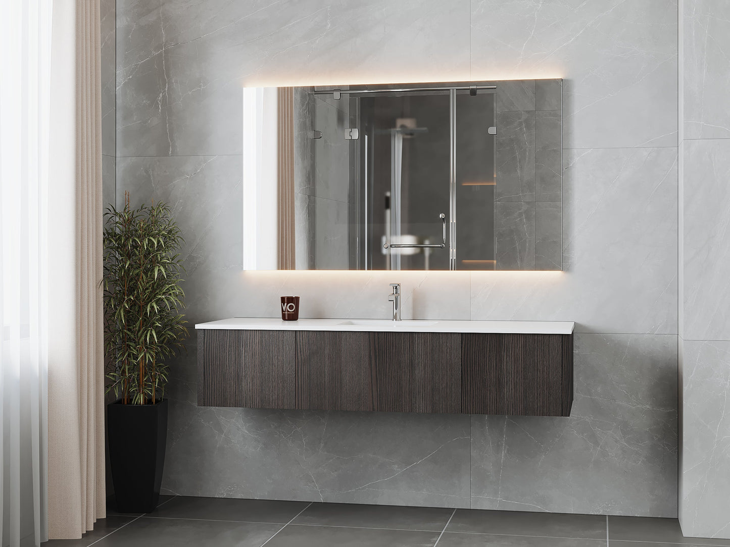 Legno 66" Bathroom Vanity with Matte White VIVA Stone Solid Surface Countertop