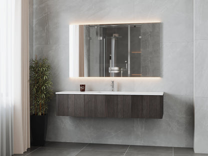 Legno 66" Bathroom Vanity with Matte White VIVA Stone Solid Surface Countertop