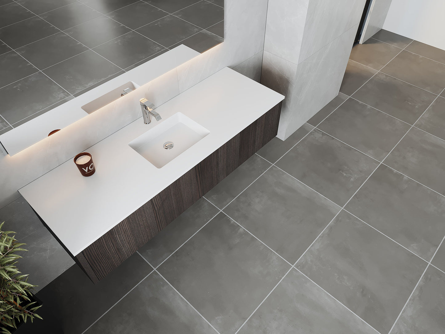Legno 66" Bathroom Vanity with Matte White VIVA Stone Solid Surface Countertop