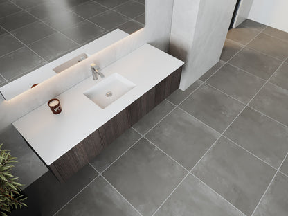 Legno 66" Bathroom Vanity with Matte White VIVA Stone Solid Surface Countertop