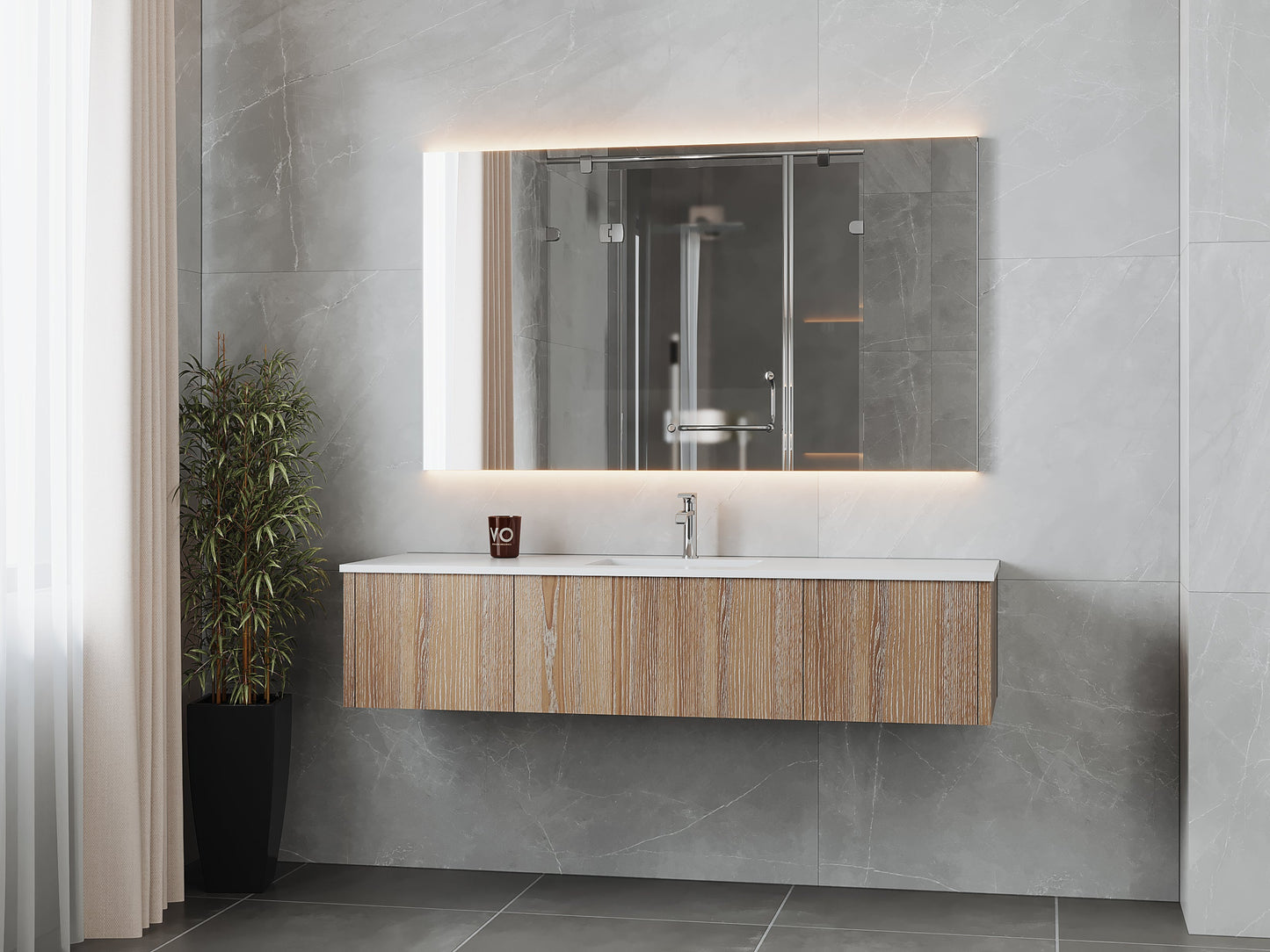 Legno 66" Bathroom Vanity with Matte White VIVA Stone Solid Surface Countertop