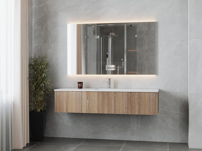 Legno 66" Bathroom Vanity with Matte White VIVA Stone Solid Surface Countertop
