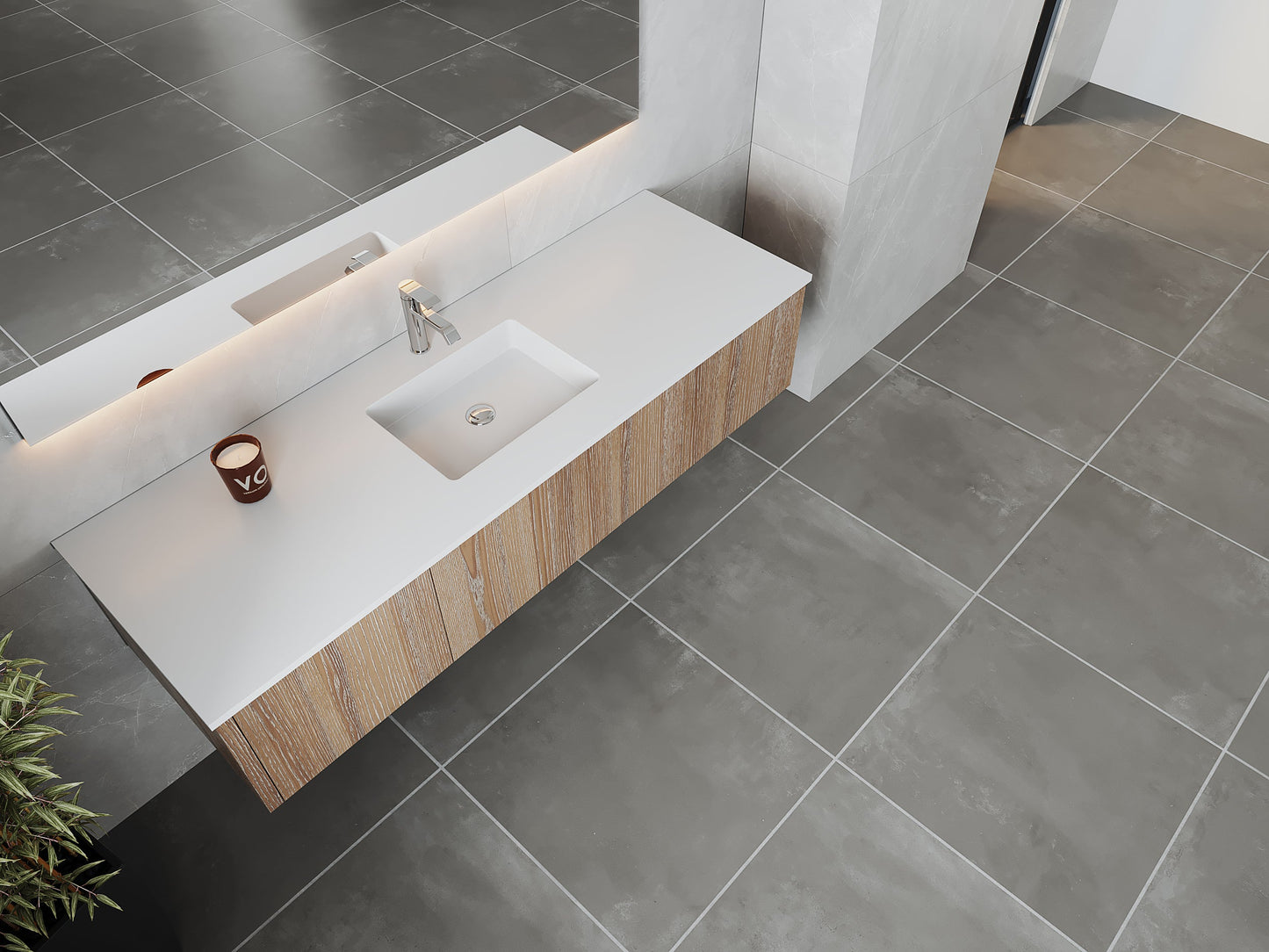 Legno 66" Bathroom Vanity with Matte White VIVA Stone Solid Surface Countertop