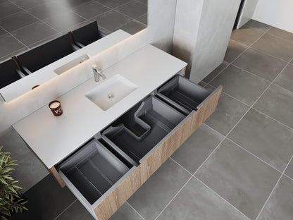 Legno 66" Bathroom Vanity with Matte White VIVA Stone Solid Surface Countertop