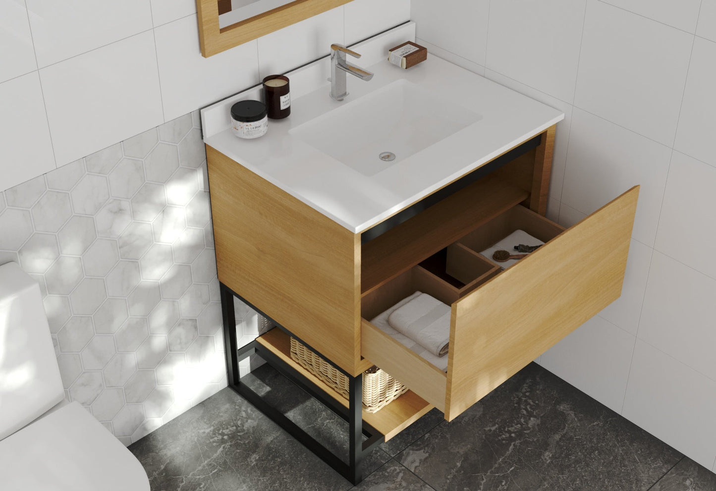 Alto 30" California White Oak Bathroom Vanity with Countertop