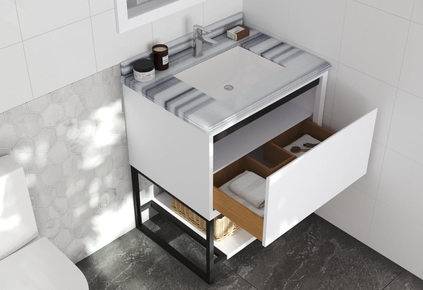Alto 30" White Bathroom Vanity with Countertop