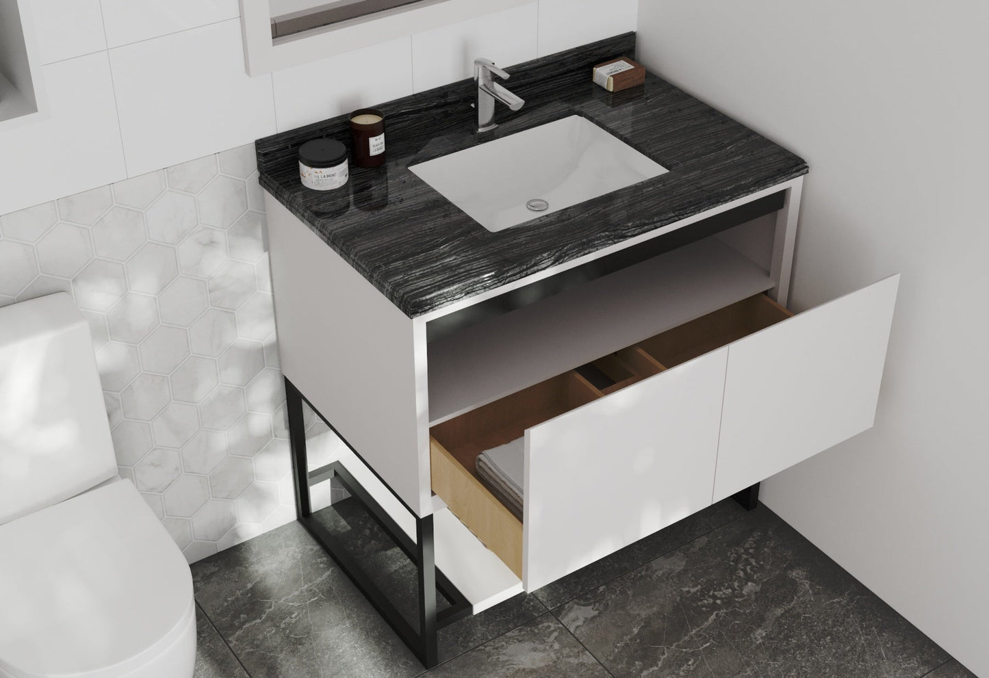 Alto 36" White Bathroom Vanity with Countertop