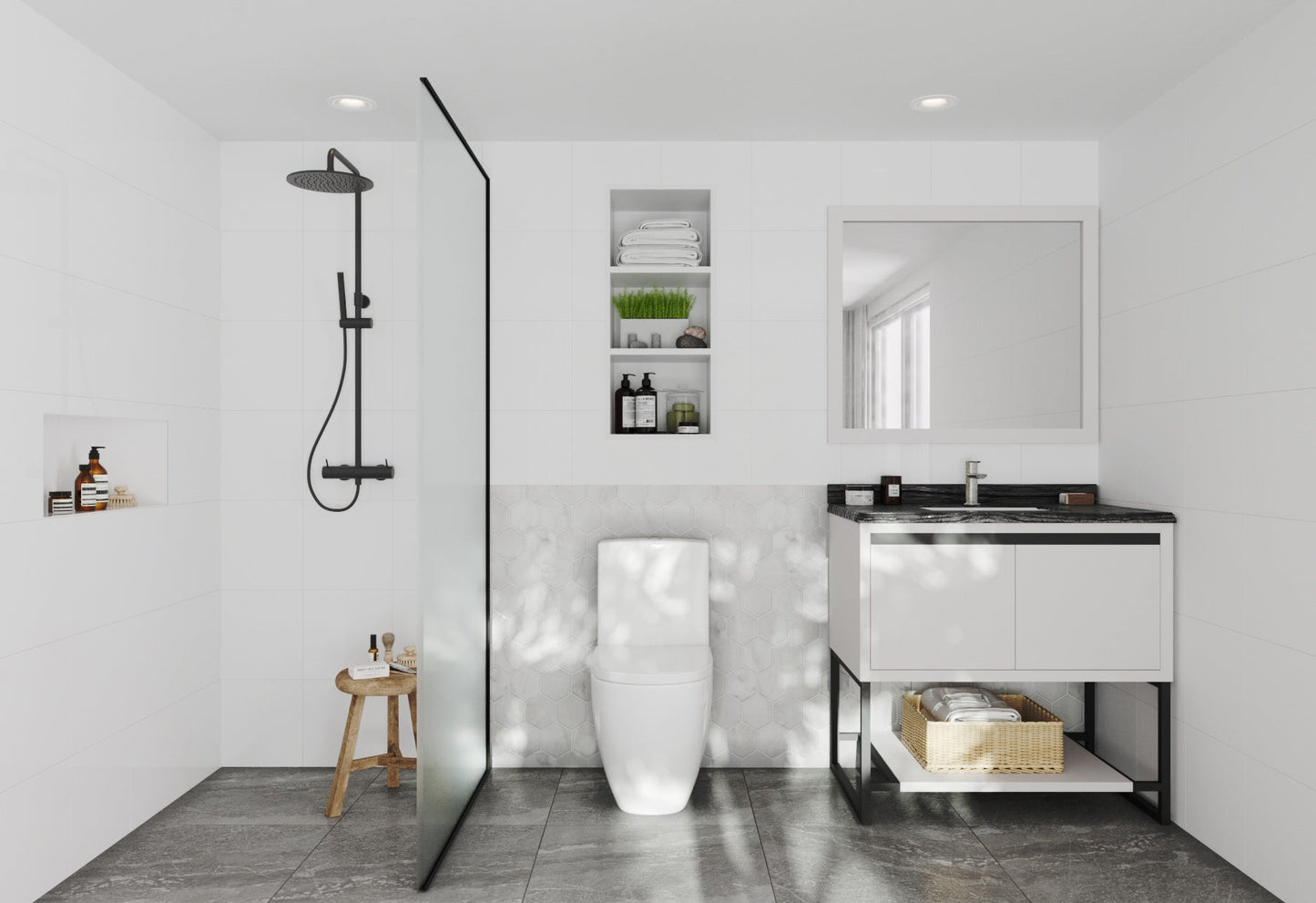 Alto 36" White Bathroom Vanity with Countertop
