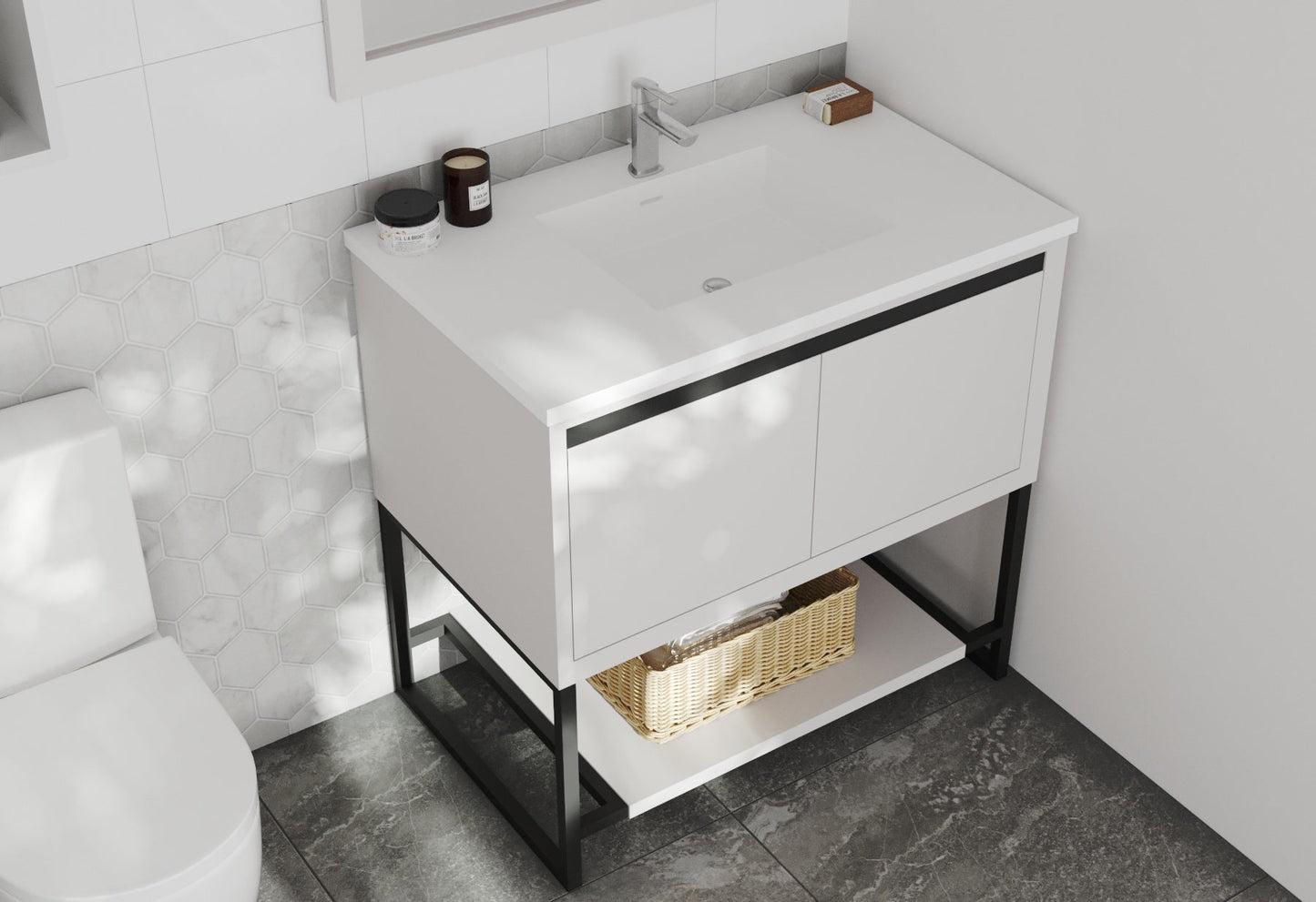 Alto 36" White Bathroom Vanity with Countertop