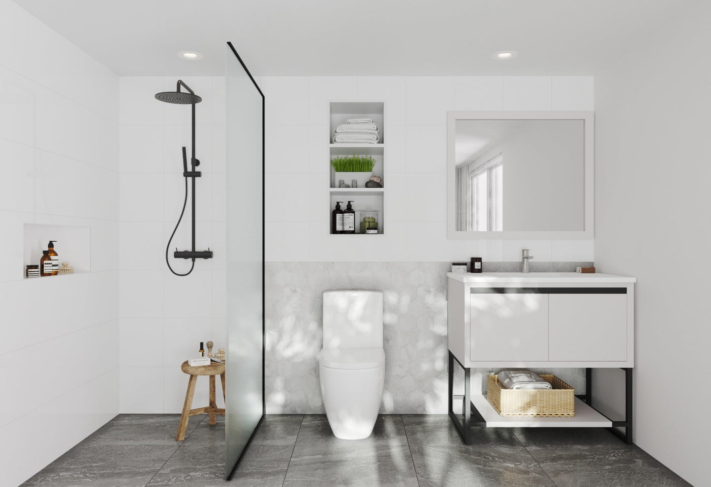 Alto 36" White Bathroom Vanity with Countertop