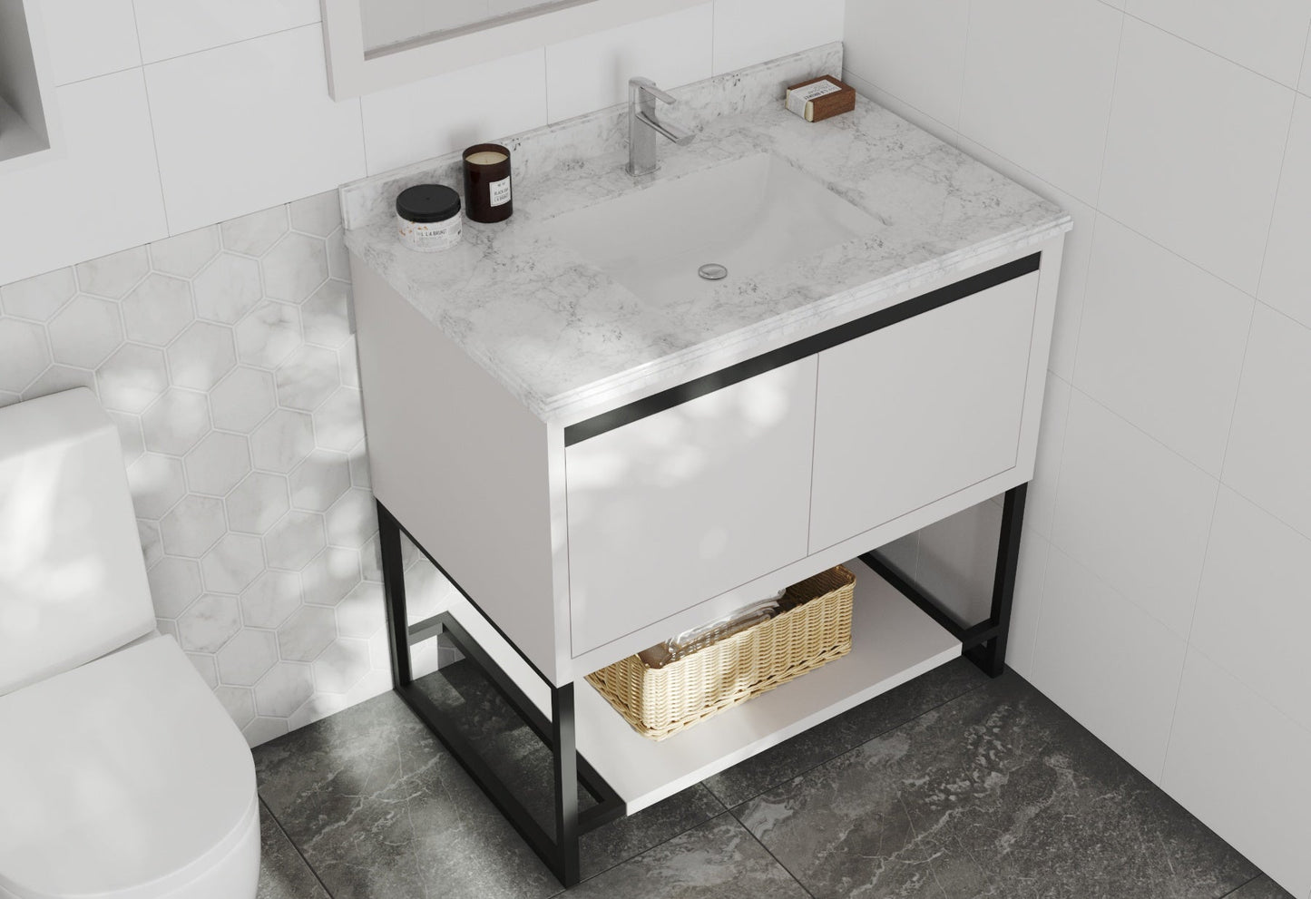 Alto 36" White Bathroom Vanity with Countertop