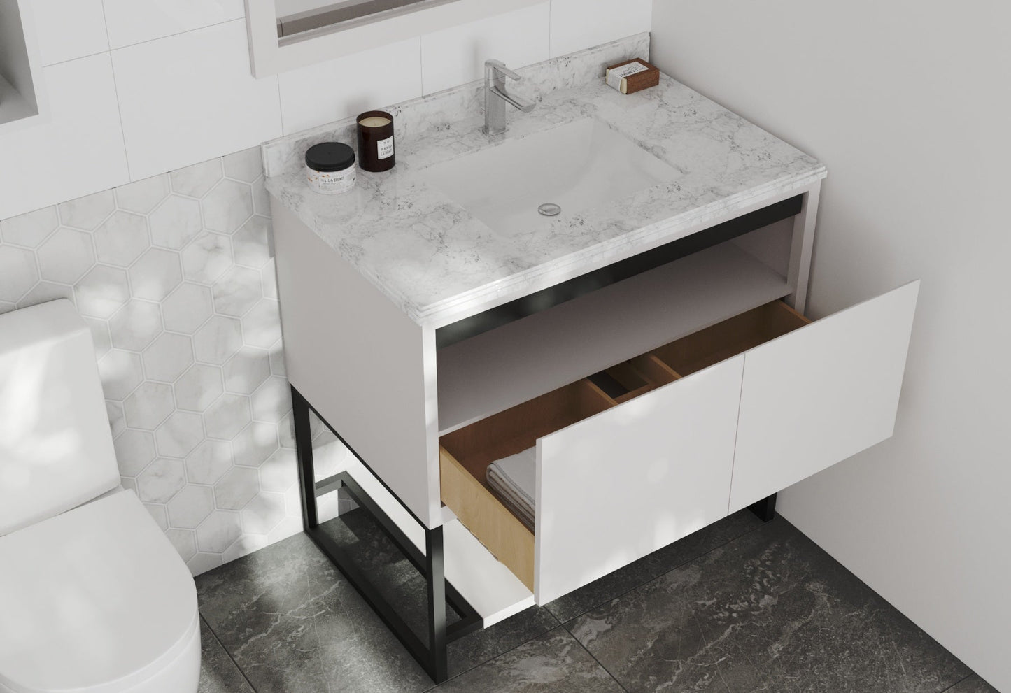 Alto 36" White Bathroom Vanity with Countertop