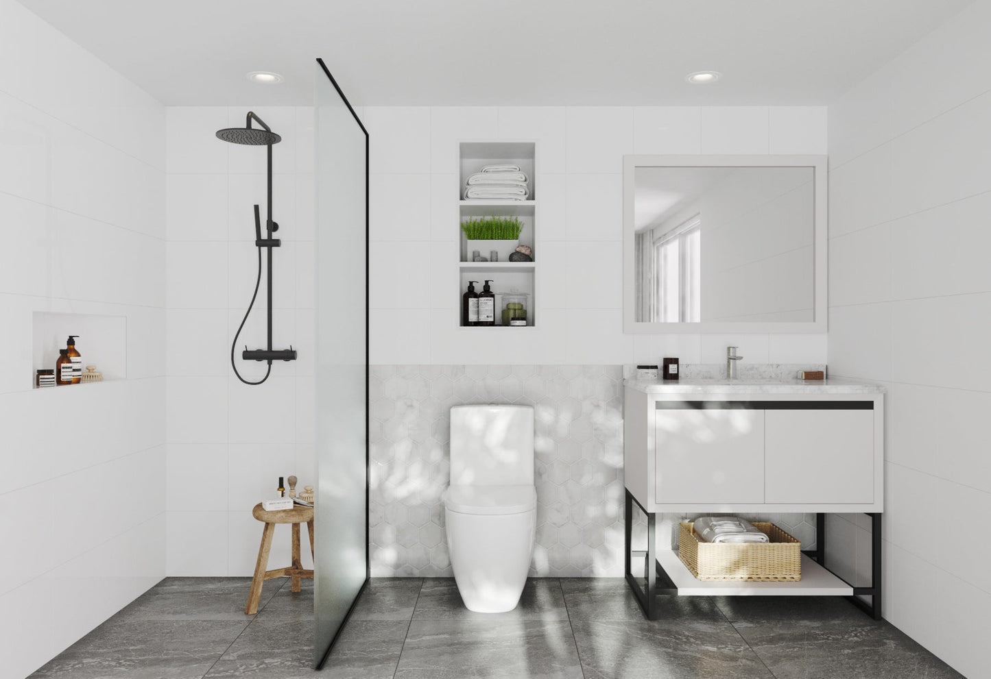 Alto 36" White Bathroom Vanity with Countertop