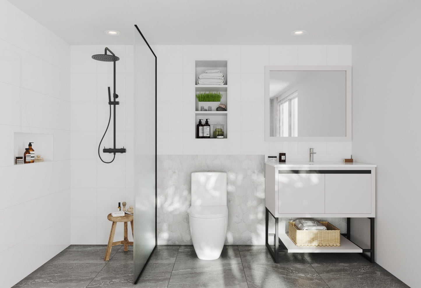 Alto 36" White Bathroom Vanity with Countertop
