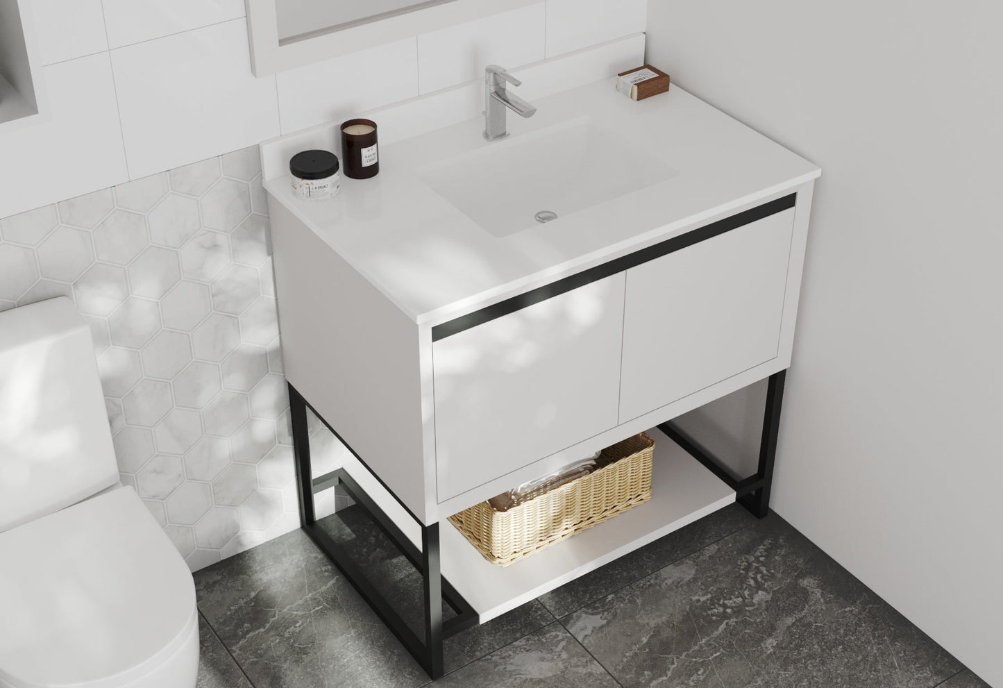 Alto 36" White Bathroom Vanity with Countertop