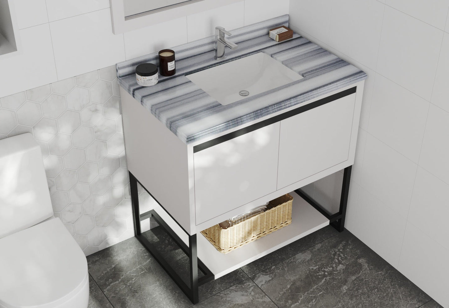 Alto 36" White Bathroom Vanity with Countertop