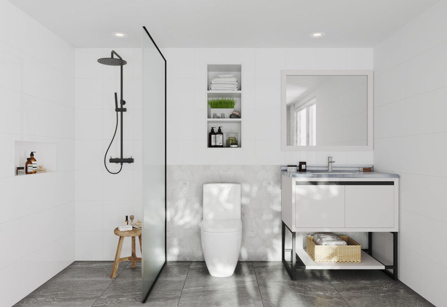 Alto 36" White Bathroom Vanity with Countertop