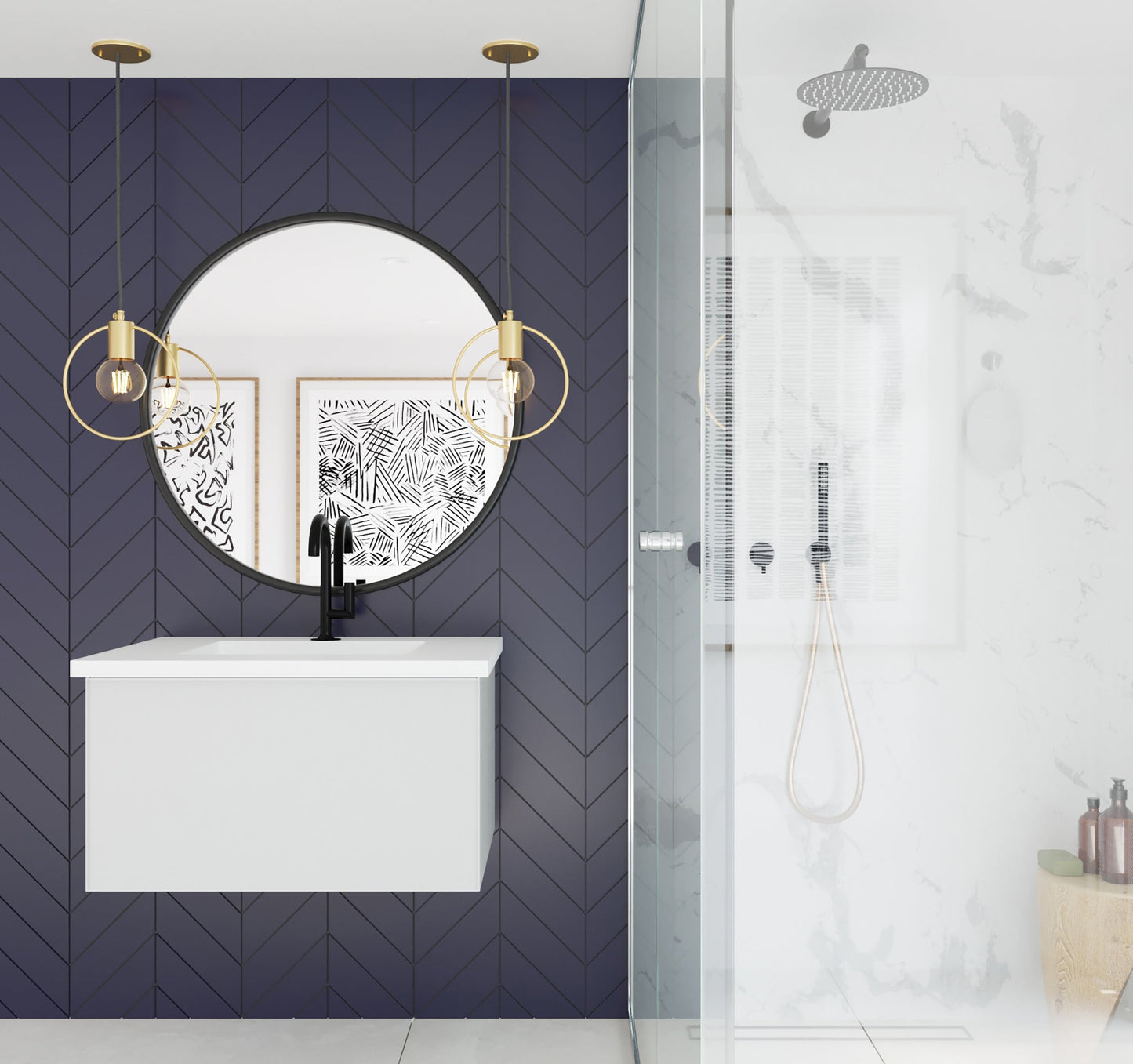 Vitri 30" Bathroom Vanity with VIVA Stone Matte White Solid Surface Countertop