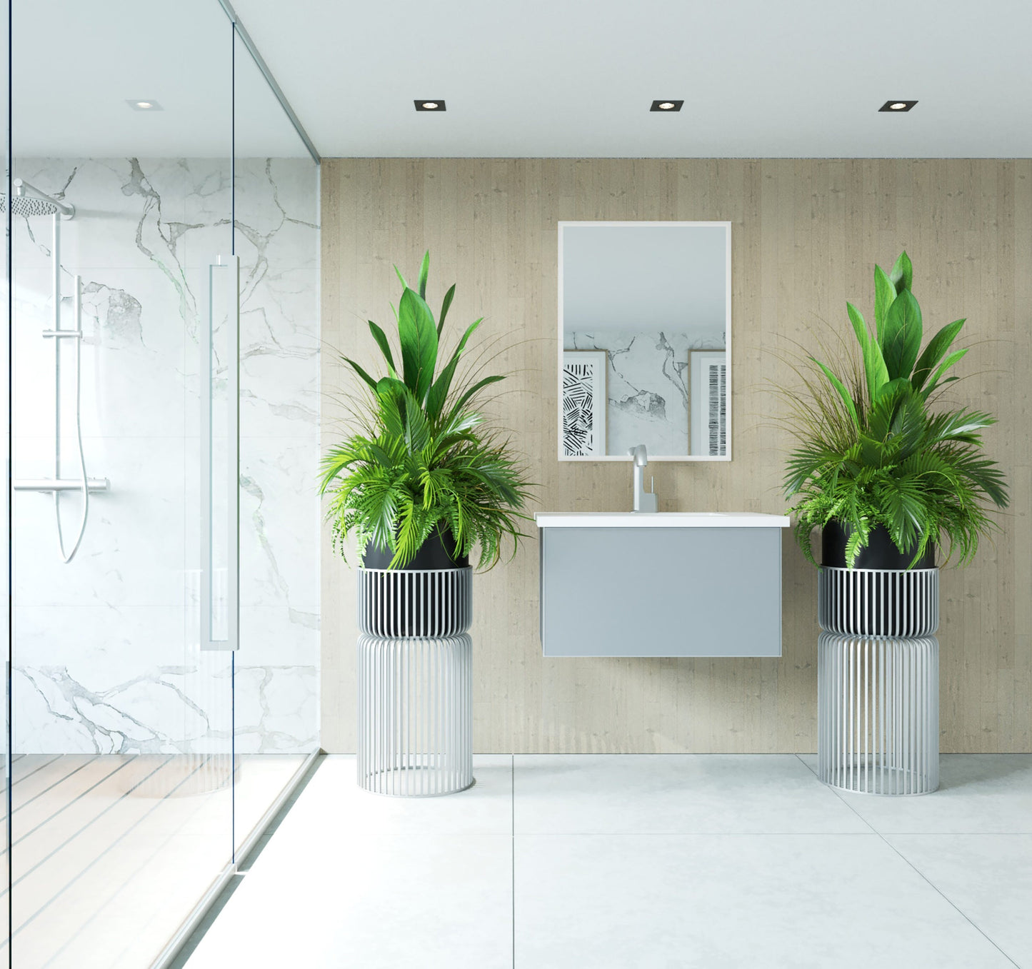 Vitri 30" Bathroom Vanity with VIVA Stone Matte White Solid Surface Countertop