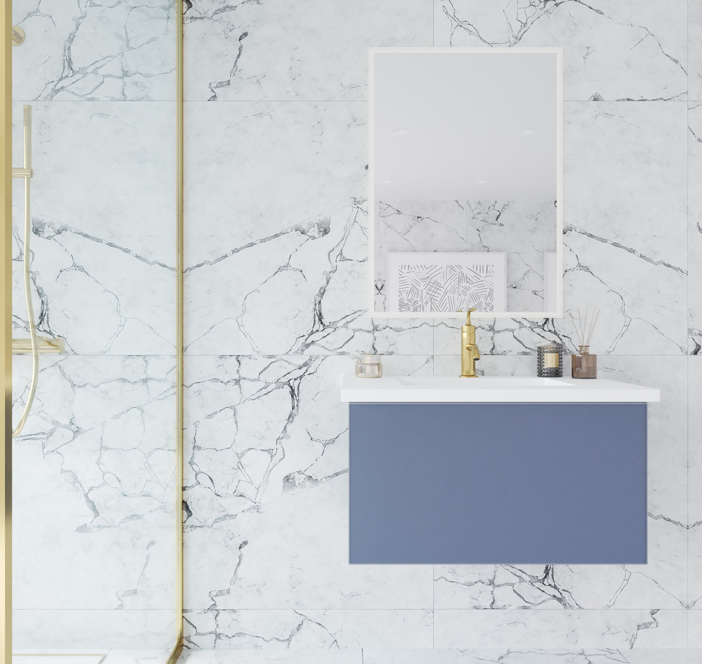 Vitri 30" Bathroom Vanity with VIVA Stone Matte White Solid Surface Countertop