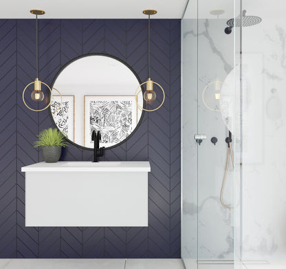 Vitri 36" Bathroom Vanity with VIVA Stone Matte White Solid Surface Countertop