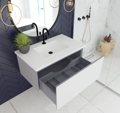 Vitri 36" Bathroom Vanity with VIVA Stone Matte White Solid Surface Countertop