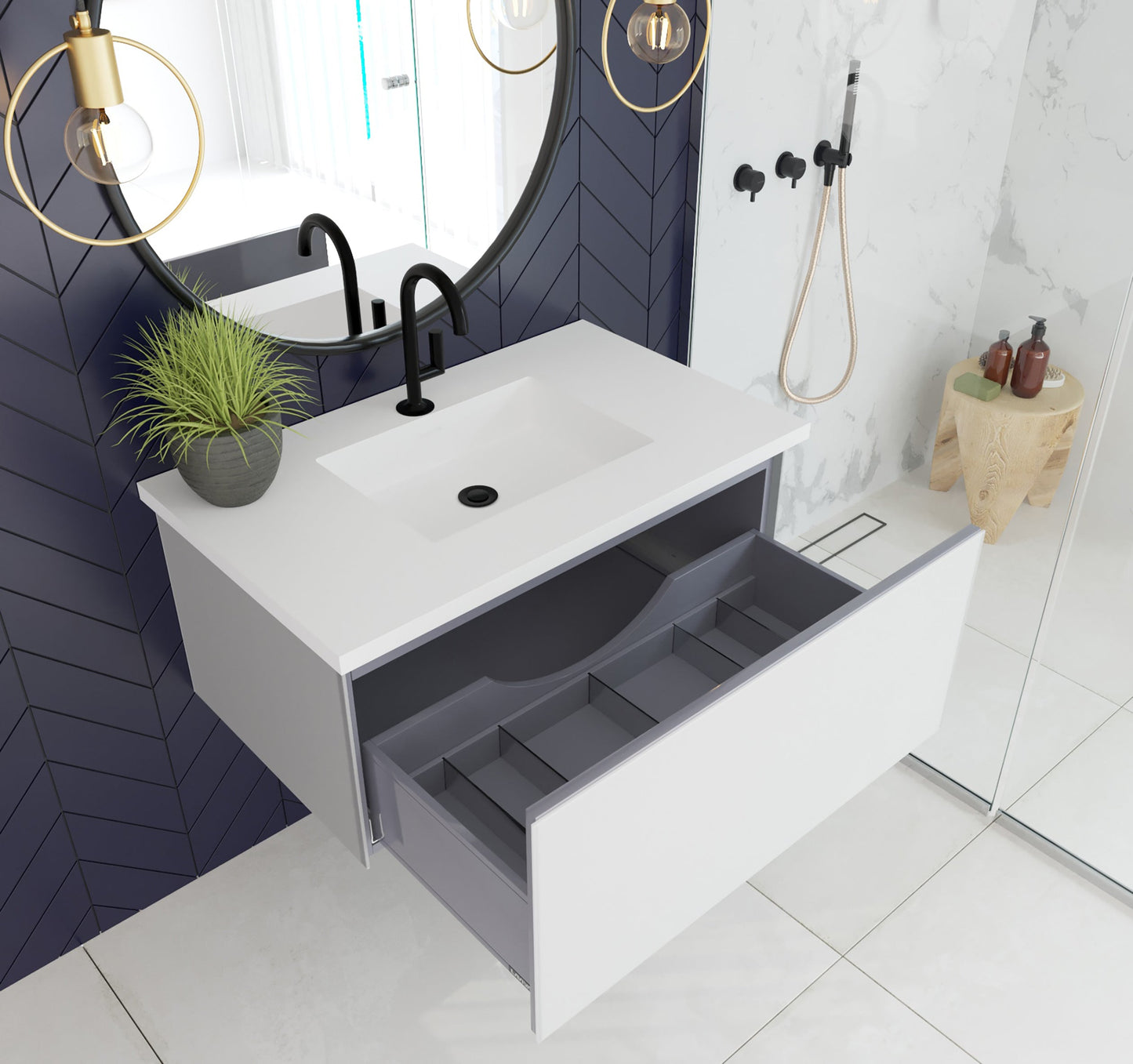 Vitri 36" Wall Hung Bathroom Vanity Cabinet