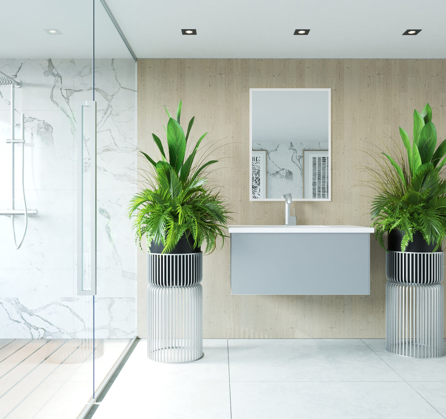 Vitri 36" Bathroom Vanity with VIVA Stone Matte White Solid Surface Countertop