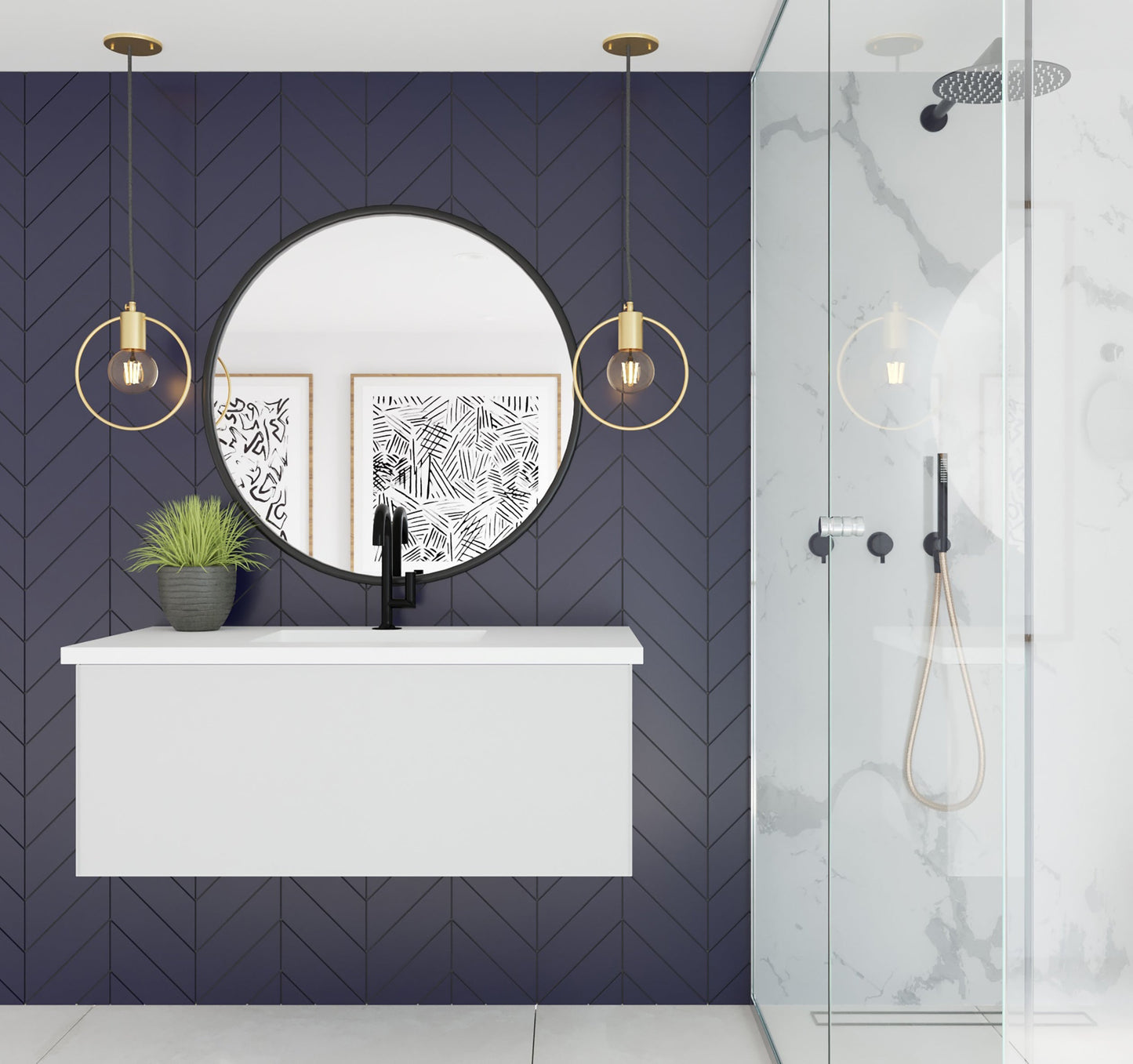 Vitri 42" Bathroom Vanity with VIVA Stone Matte White Solid Surface Countertop