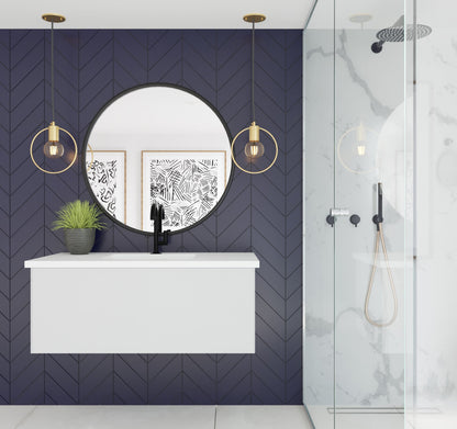 Vitri 42" Bathroom Vanity with VIVA Stone Matte White Solid Surface Countertop