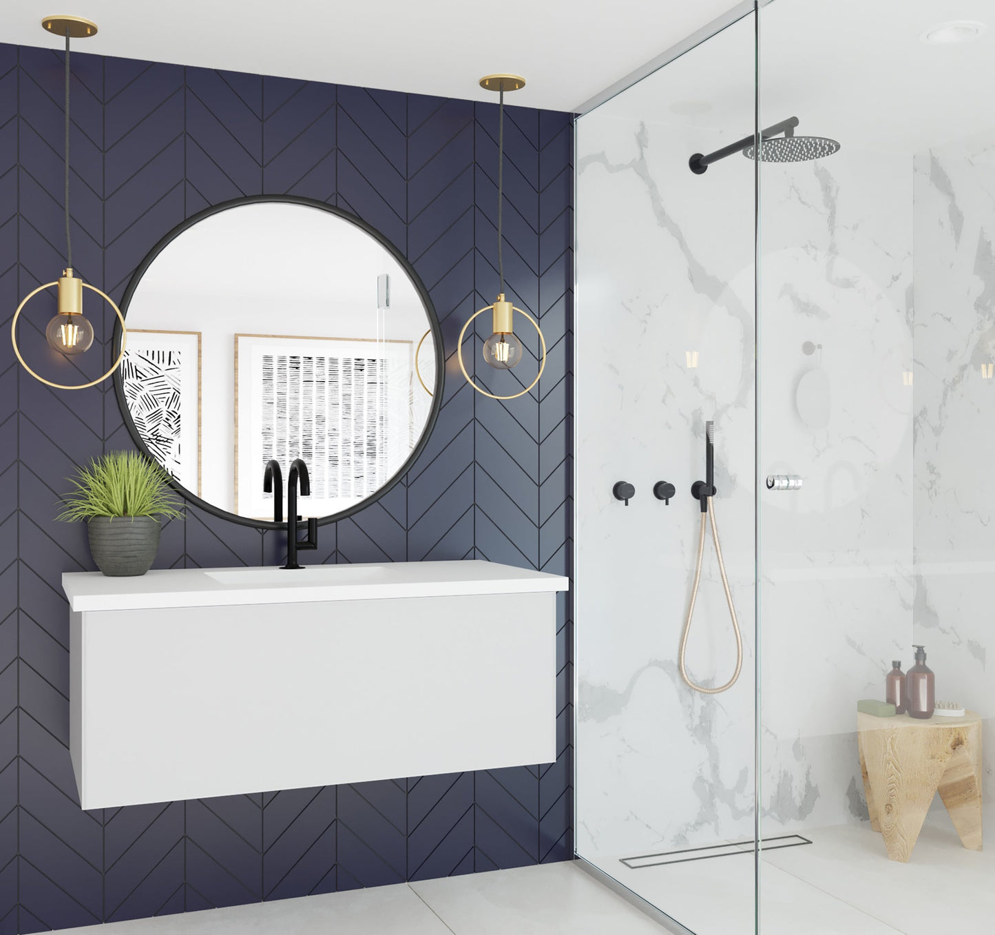 Vitri 42" Bathroom Vanity with VIVA Stone Matte White Solid Surface Countertop