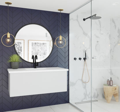 Vitri 42" Bathroom Vanity with VIVA Stone Matte White Solid Surface Countertop