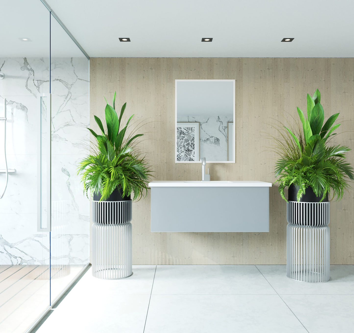Vitri 42" Bathroom Vanity with VIVA Stone Matte White Solid Surface Countertop