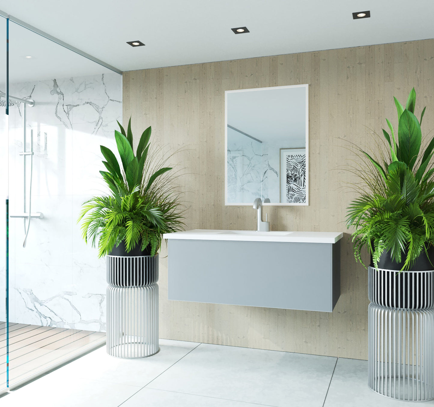 Vitri 42" Bathroom Vanity with VIVA Stone Matte White Solid Surface Countertop