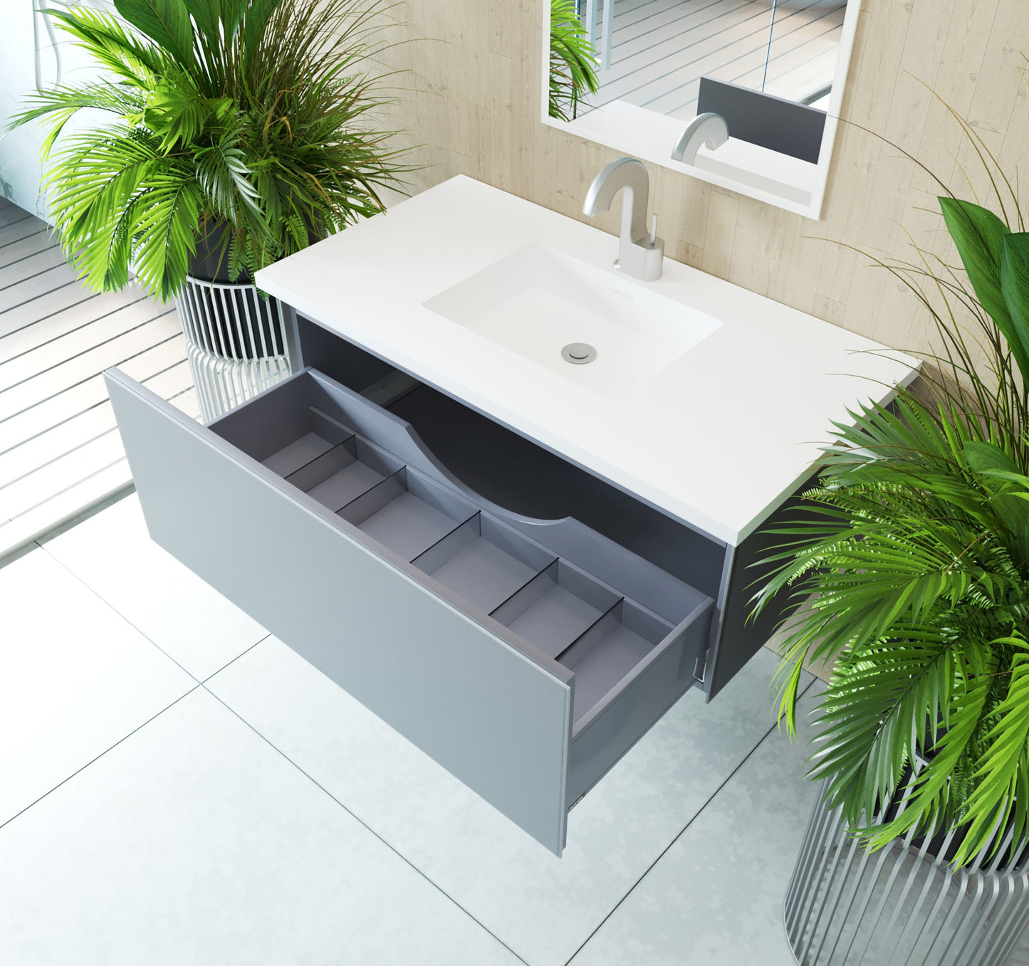 Vitri 42" Wall Hung Bathroom Vanity Cabinet