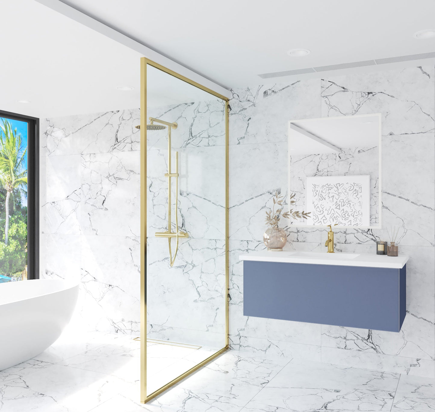 Vitri 42" Bathroom Vanity with VIVA Stone Matte White Solid Surface Countertop