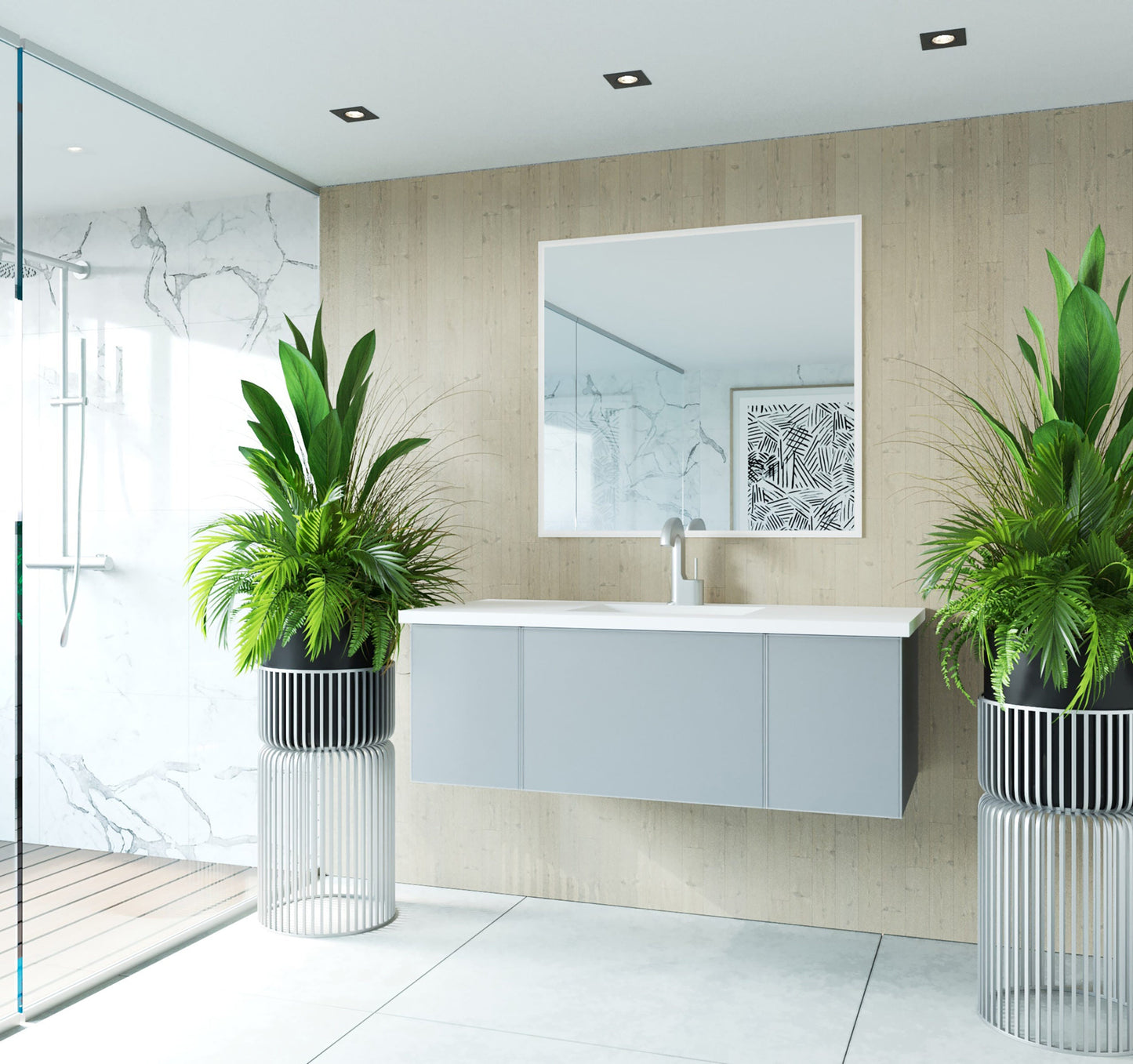 Vitri 48" Bathroom Vanity with VIVA Stone Matte White Solid Surface Countertop