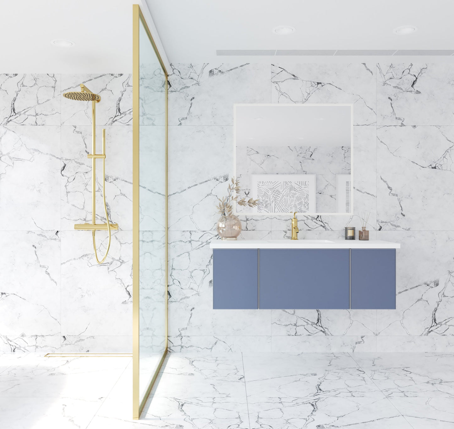 Vitri 48" Bathroom Vanity with VIVA Stone Matte White Solid Surface Countertop