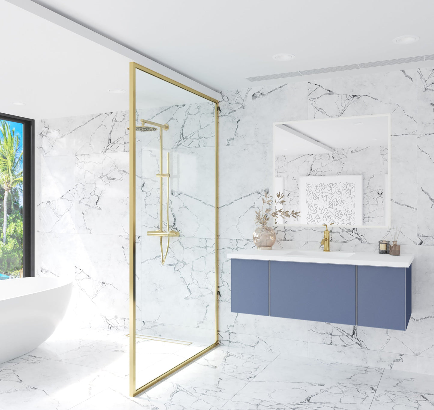 Vitri 48" Bathroom Vanity with VIVA Stone Matte White Solid Surface Countertop
