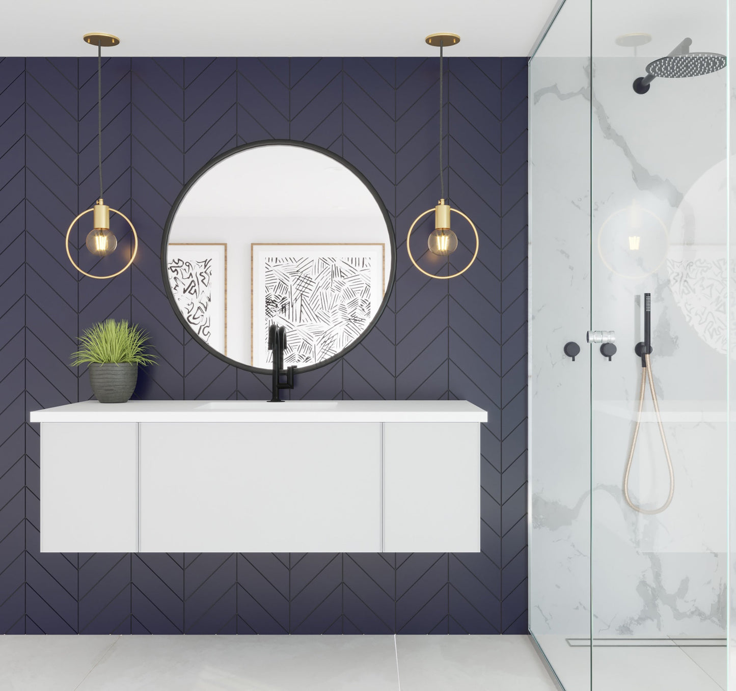 Vitri 54"Bathroom Vanity with VIVA Stone Matte White Solid Surface Countertop