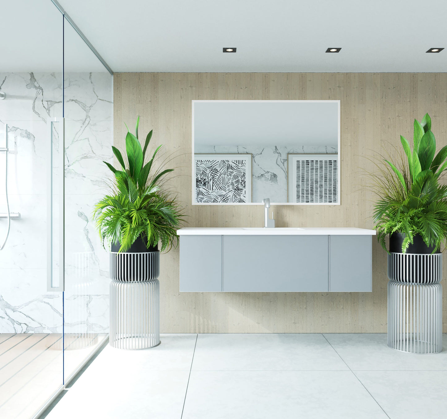 Vitri 54"Bathroom Vanity with VIVA Stone Matte White Solid Surface Countertop