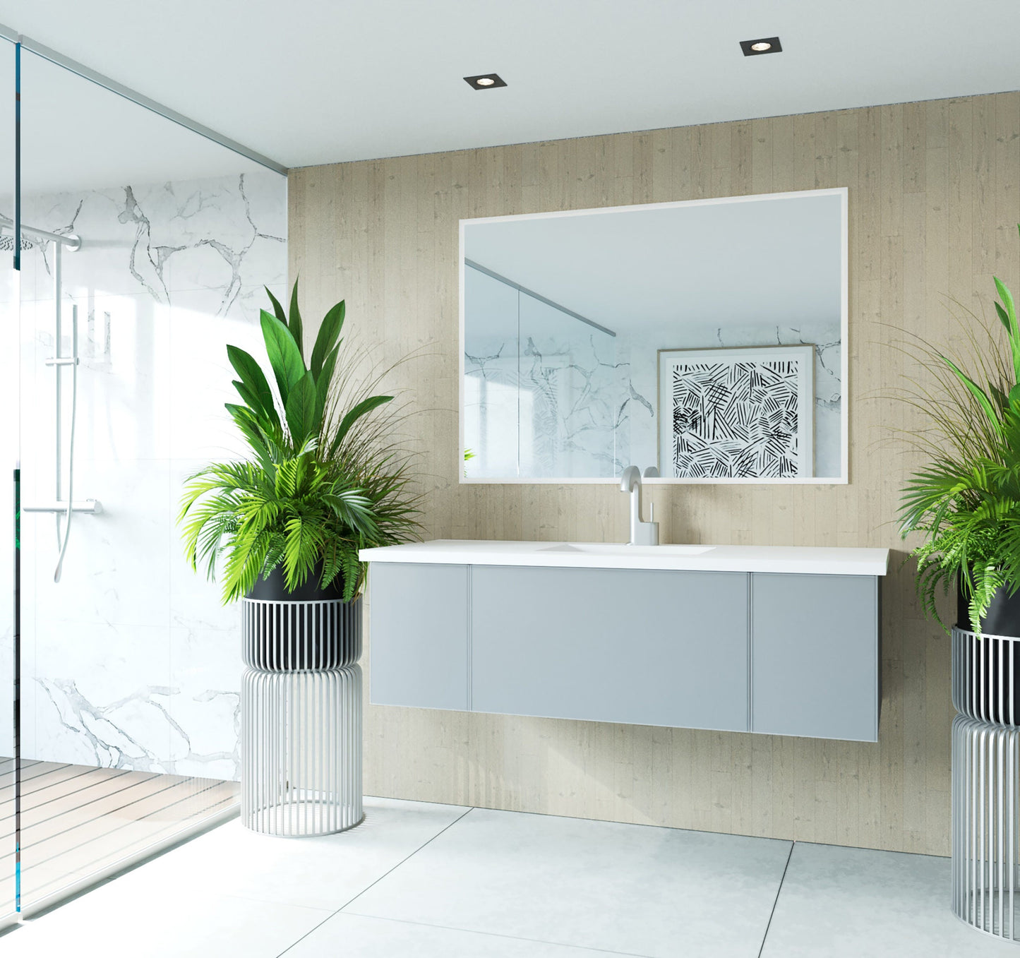 Vitri 54"Bathroom Vanity with VIVA Stone Matte White Solid Surface Countertop