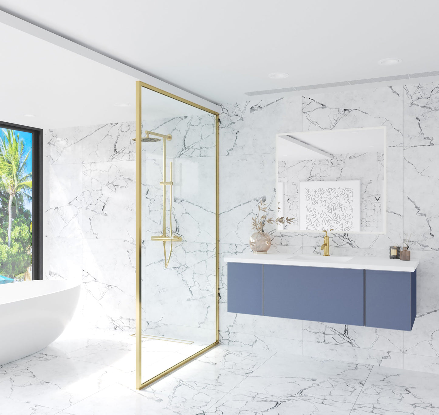 Vitri 54"Bathroom Vanity with VIVA Stone Matte White Solid Surface Countertop