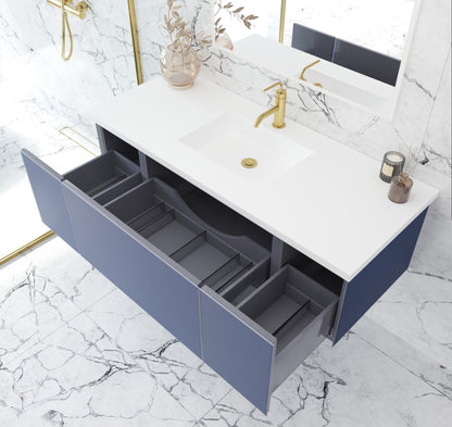 Vitri 54"Bathroom Vanity with VIVA Stone Matte White Solid Surface Countertop