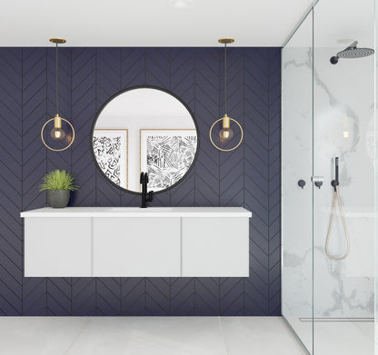 Vitri 60" Single Sink Bathroom Vanity with VIVA Stone Matte White Solid Surface Countertop