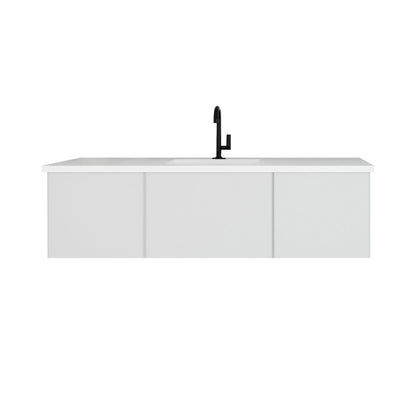 Vitri 60" Single Sink Bathroom Vanity with VIVA Stone Matte White Solid Surface Countertop