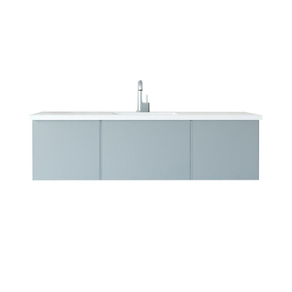 Vitri 60" Single Sink Bathroom Vanity with VIVA Stone Matte White Solid Surface Countertop