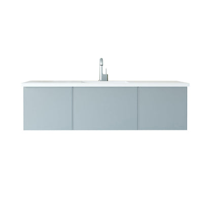 Vitri 60" Single Sink Bathroom Vanity with VIVA Stone Matte White Solid Surface Countertop