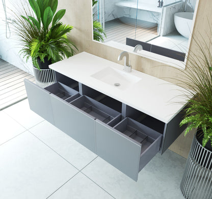 Vitri 60" Single Sink Bathroom Vanity with VIVA Stone Matte White Solid Surface Countertop