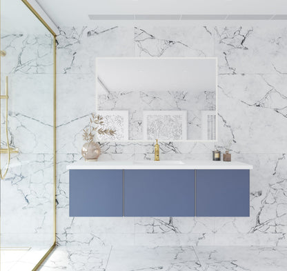Vitri 60" Single Sink Bathroom Vanity with VIVA Stone Matte White Solid Surface Countertop
